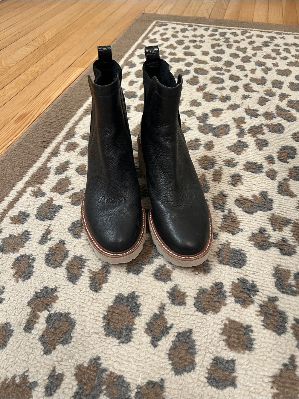 Dolce Vita Black Leather Chelsea Boots with Lug Sole
